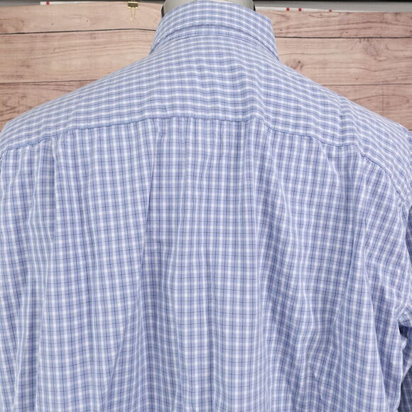 VAN HEUSEN STUDIO BLUCK CHECK BUTTON DOWN SHIRT MENS SIZE XL 17-17.5 - Picture 5 of 6
